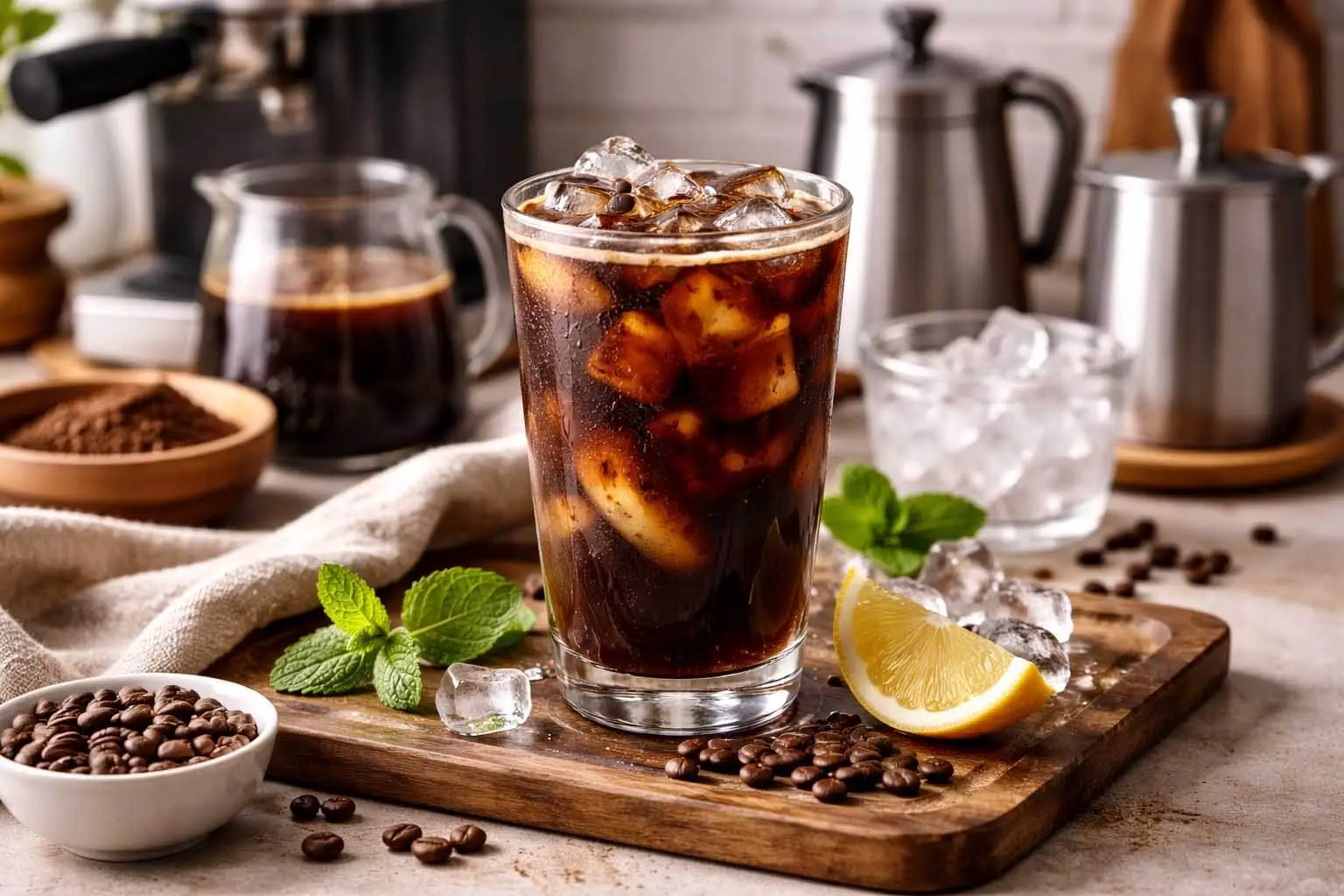 Refreshing homemade cold drink served in a clear glass, smooth texture, natural ingredients, perfect for daily energy and focus