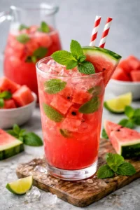 watermelon mint cooler refreshing non alcoholic iced summer drink